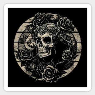 Vintage Skull and Roses Tattoo Sticker